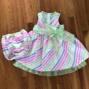 Boutique style pastel rainbow dress.